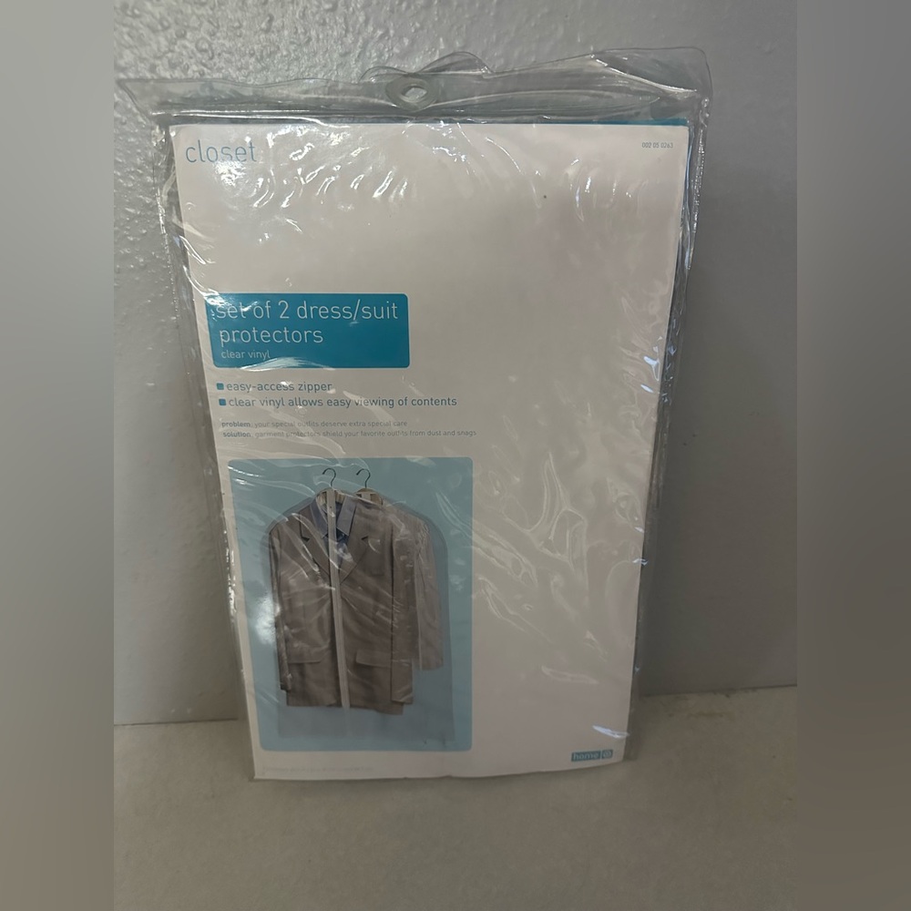Set of 2 New Closet Dress/Suit Protector Clear Vinyl With Zippers 40" H & 24" W